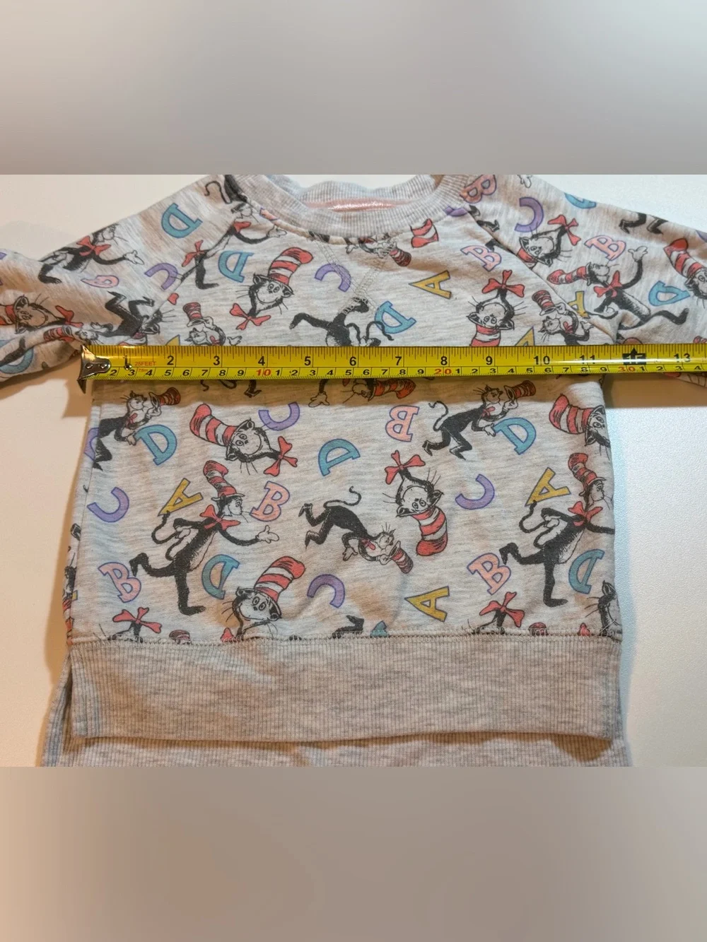 Dr. Seuss Cat in the Hat ABC Toddler Crewneck Sweatshirt Light Gray Heather 2T